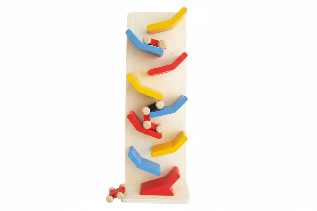 Wooden Car Racing Steps with 3 Cars - FunAbility
