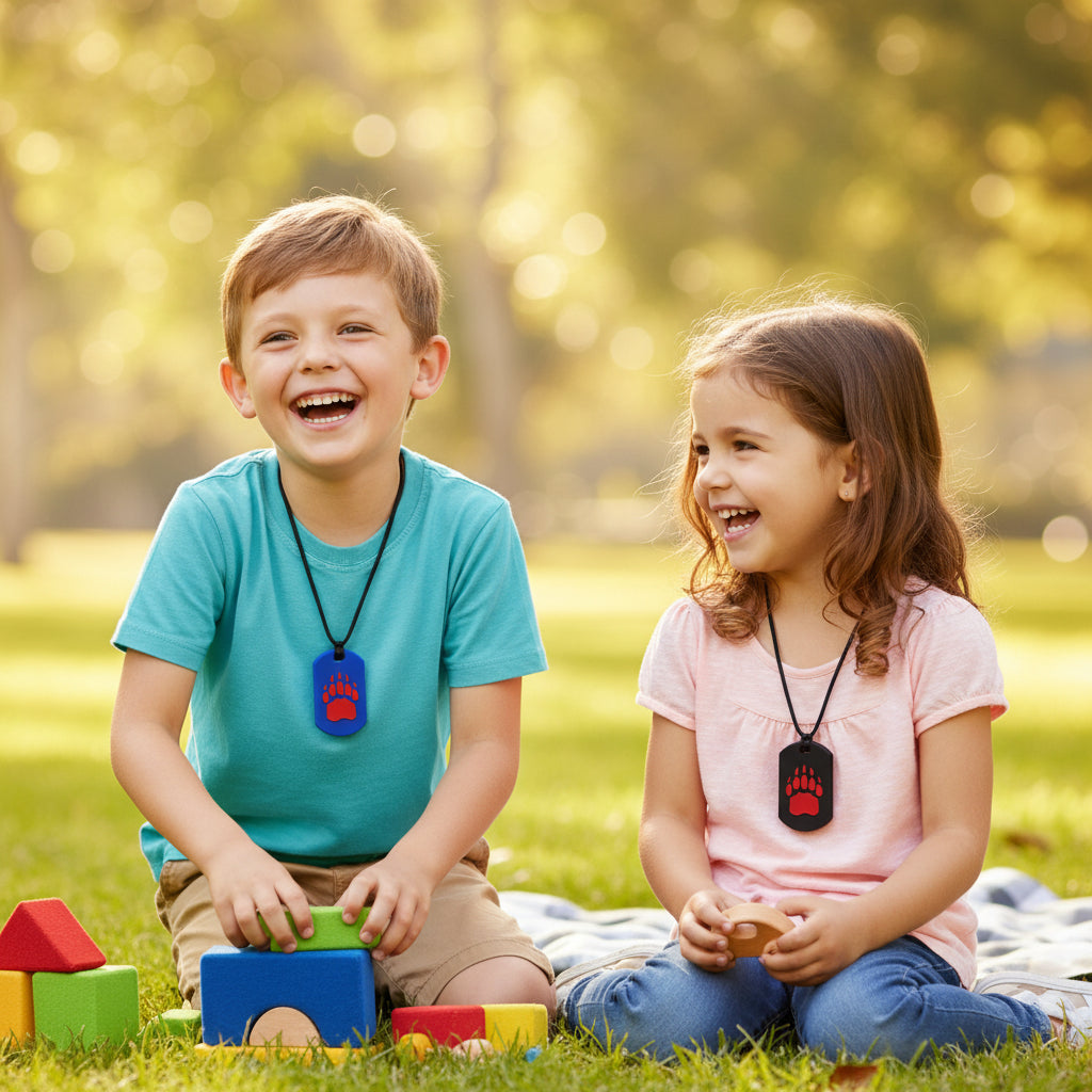 Sensory Chewy Dog Tag Necklace-Footprint